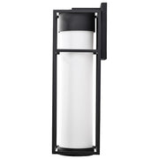 Nuvo Lighting Ledges 22in 1-Light Wall Lantern | Modern Matte Black and Opal White Glass | Covered Patio & Entryway | 8 x 7 x 22 in | Model 62-1613