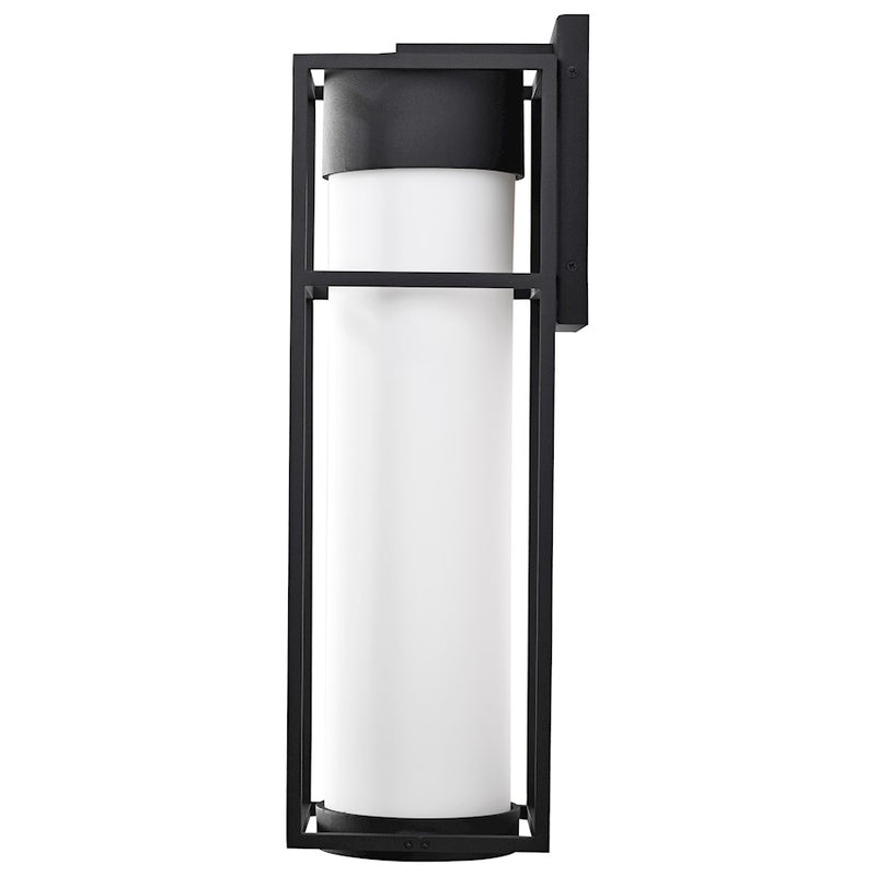 Nuvo Lighting Ledges 22in 1-Light Wall Lantern | Modern Matte Black and Opal White Glass | Covered Patio & Entryway | 8 x 7 x 22 in | Model 62-1613