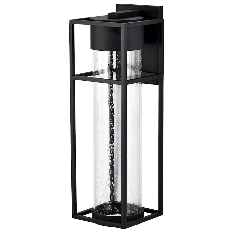Nuvo Lighting Ledges 22in 1-Light Wall Sconce | Modern Matte Black and Clear Seeded Glass | Outdoor Entryway & Patio | 8 x 7 x 22 in | Model 62-1614