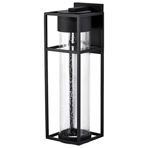 Nuvo Lighting Ledges 22in 1-Light Wall Sconce | Modern Matte Black and Clear Seeded Glass | Outdoor Entryway & Patio | 8 x 7 x 22 in | Model 62-1614