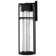 Nuvo Lighting Ledges 22in 1-Light Wall Sconce | Modern Matte Black and Clear Seeded Glass | Outdoor Entryway & Patio | 8 x 7 x 22 in | Model 62-1614