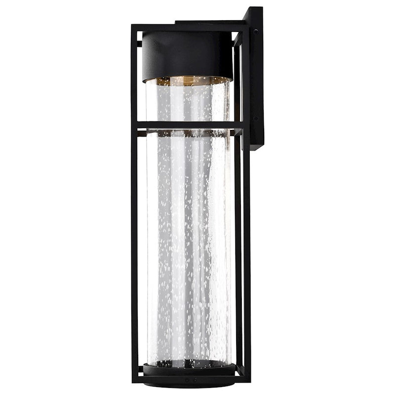 Nuvo Lighting Ledges 22in 1-Light Wall Sconce | Modern Matte Black and Clear Seeded Glass | Outdoor Entryway & Patio | 8 x 7 x 22 in | Model 62-1614