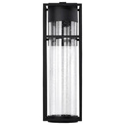 Nuvo Lighting Ledges 22in 1-Light Wall Sconce | Modern Matte Black and Clear Seeded Glass | Outdoor Entryway & Patio | 8 x 7 x 22 in | Model 62-1614