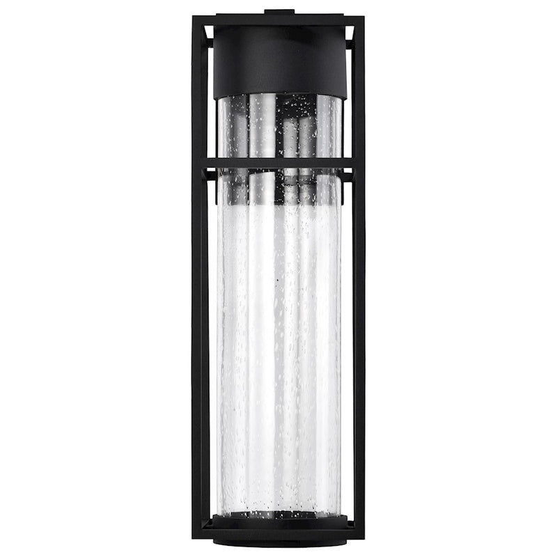 Nuvo Lighting Ledges 22in 1-Light Wall Sconce | Modern Matte Black and Clear Seeded Glass | Outdoor Entryway & Patio | 8 x 7 x 22 in | Model 62-1614