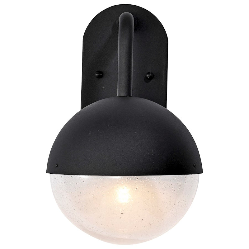 Nuvo Lighting Atmosphere 8in LED Medium Wall Lantern | Modern Matte Black and Clear Seeded Glass | Outdoor Entryway & Patio | 8 x 10 x 14 | Model 62-1616