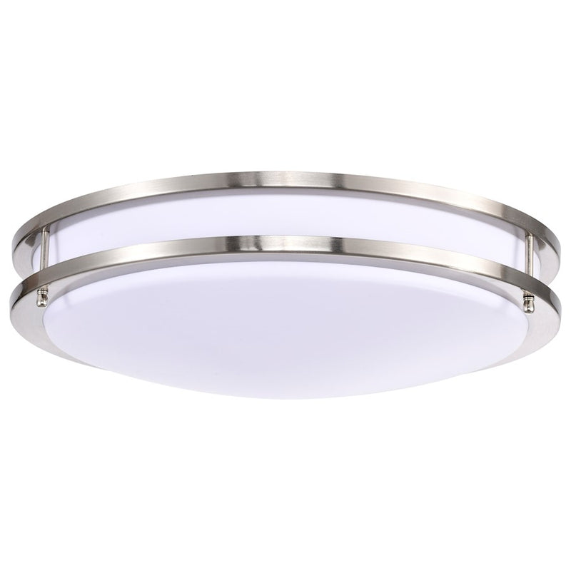 Nuvo Lighting Glamour 17in LED Flush Mount | Transitional Brushed Nickel and Acrylic Shade | Hallway & Bathroom Damp Rated | Model 62-1637