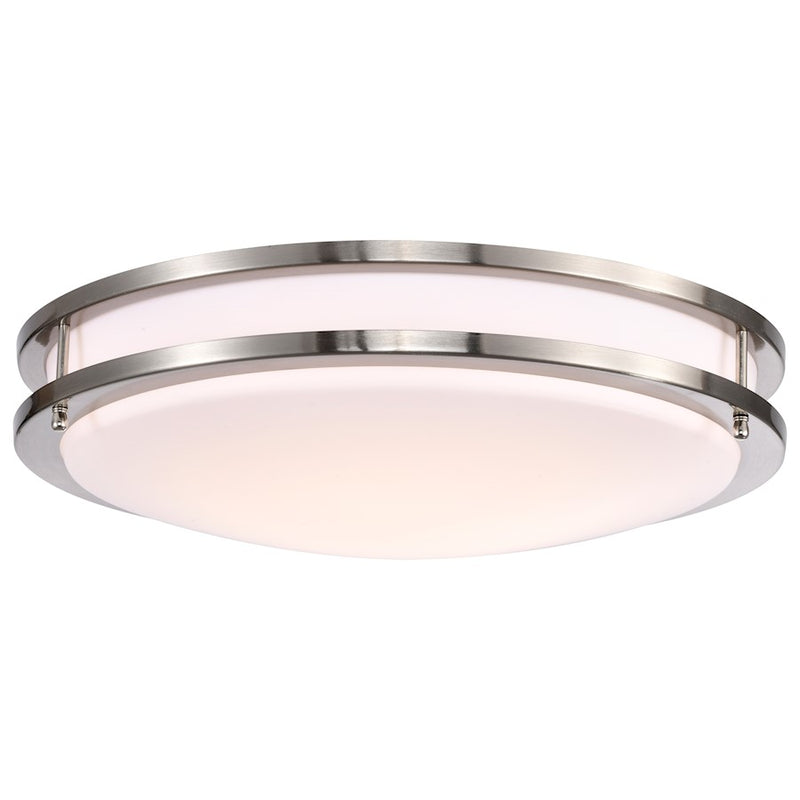 Nuvo Lighting Glamour 17in LED Flush Mount | Transitional Brushed Nickel and Acrylic Shade | Hallway & Bathroom Damp Rated | Model 62-1637