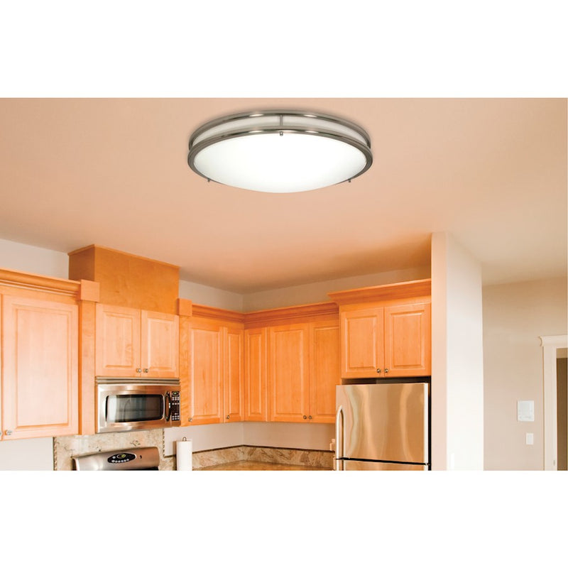 Nuvo Lighting Glamour 24in LED Flush Mount | Transitional Brushed Nickel and Acrylic | Hallway & Bathroom Ceiling Light | Dimmable | Model 62-1638