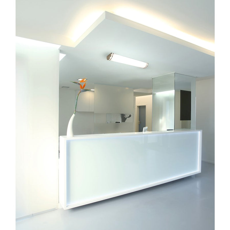 Nuvo Lighting Glamour 50in LED Linear Flush Mount | Contemporary Brushed Nickel and Acrylic | Bathroom, Hallway & Office | 50 x 12 x 4.5 | Model 62-1640