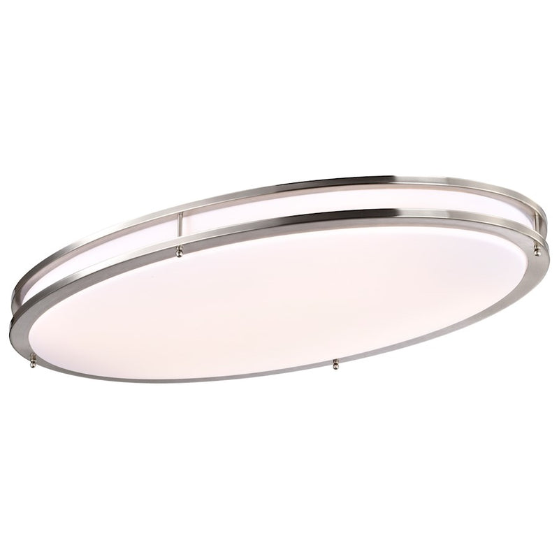 Nuvo Glamour 32in Oval LED Flush Mount | Transitional Brushed Nickel and Acrylic Shade | Hallway & Bathroom Ceiling Light | 32.5 x 18 x 4 | Model 62-1641