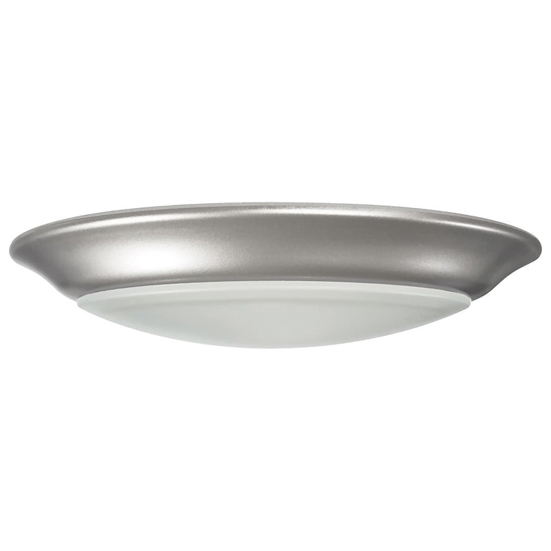 Nuvo Lighting 7in 6-Pack LED Disk Light Flush Mount | Brushed Nickel Transitional | Wet Location Bathroom & Utility Room | 7.4 x 7.4 x | Model 62-1663