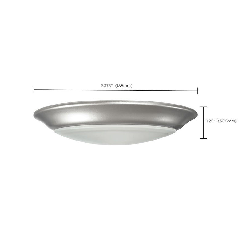 Nuvo Lighting 7in 6-Pack LED Disk Light Flush Mount | Brushed Nickel Transitional | Wet Location Bathroom & Utility Room | 7.4 x 7.4 x | Model 62-1663