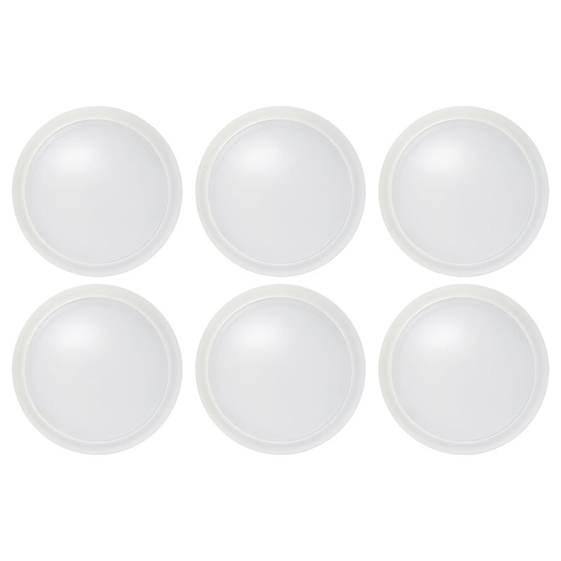 Nuvo Lighting 10in 6-Pack LED Disk Light Flush Mount | Transitional White | Bathroom & Wet Location | 9.5 x 9.5 x 1.25 in | Model 62-1671