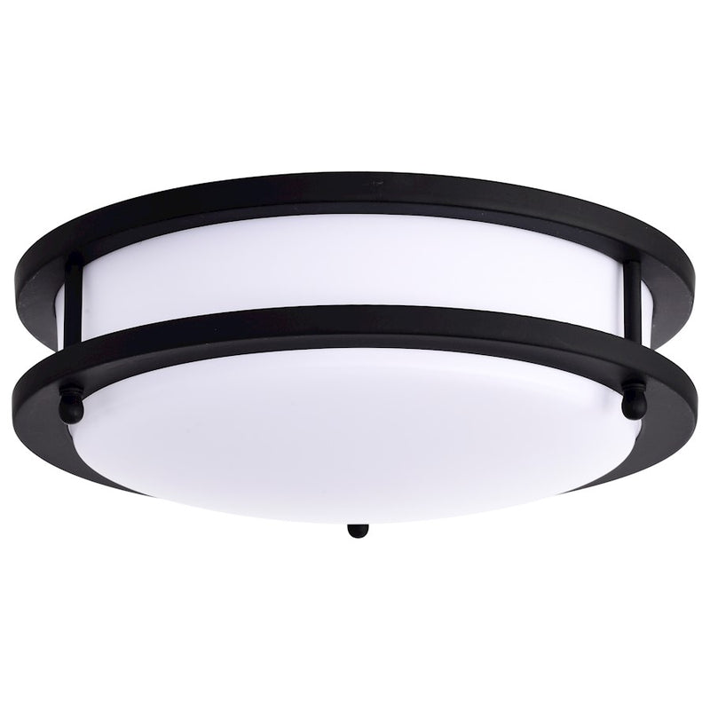 Nuvo Glamour 10in LED Flush Mount | Transitional Matte Black Acrylic Shade | Hallway & Bathroom Ceiling Light | 10 x 10 x 4 in, Dimmable | Model 62-1735
