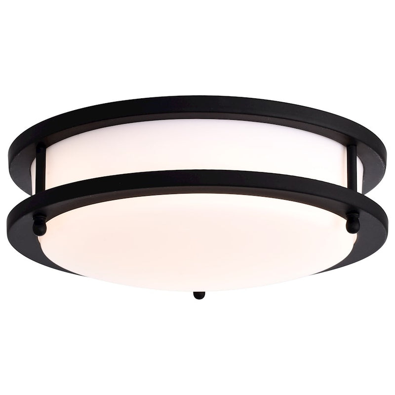 Nuvo Glamour 10in LED Flush Mount | Transitional Matte Black Acrylic Shade | Hallway & Bathroom Ceiling Light | 10 x 10 x 4 in, Dimmable | Model 62-1735