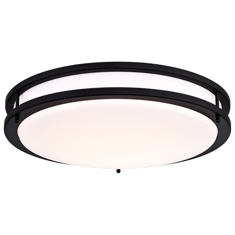 Nuvo Glamour 17in LED Flush Mount | Transitional Matte Black and Acrylic | Hallway & Bathroom Ceiling Light | 17 x 17 x 4 in, Dimmable | Model 62-1737