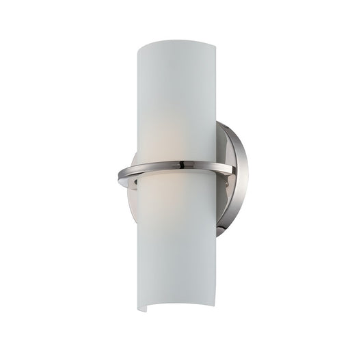 Nuvo Lighting Tucker 6in 1-Light LED Wall Sconce | Contemporary Polished Nickel and Etched Opal Glass | Hallway & Bathroom Accent | 290 | Model 62-185