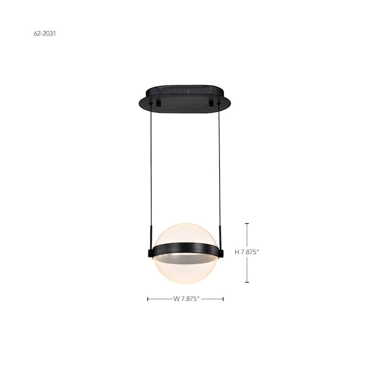 Nuvo Lighting Arvada 9in 1-Light LED Pendant | Modern Matte Black Steel and Black Silk Screened Acrylic | Kitchen Island & Dining Room | Model 62-2031
