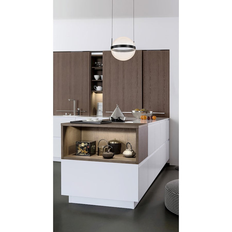 Nuvo Lighting Arvada 12in 1-Light LED Pendant | Modern Matte Black Steel and Silk Screened Acrylic | Kitchen Island & Dining Room | 2480 | Model 62-2032