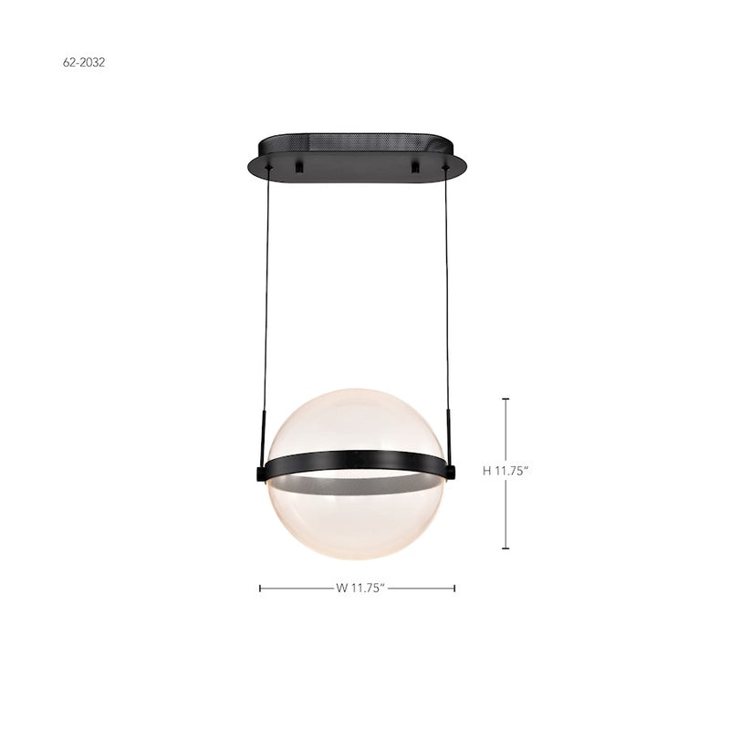 Nuvo Lighting Arvada 12in 1-Light LED Pendant | Modern Matte Black Steel and Silk Screened Acrylic | Kitchen Island & Dining Room | 2480 | Model 62-2032