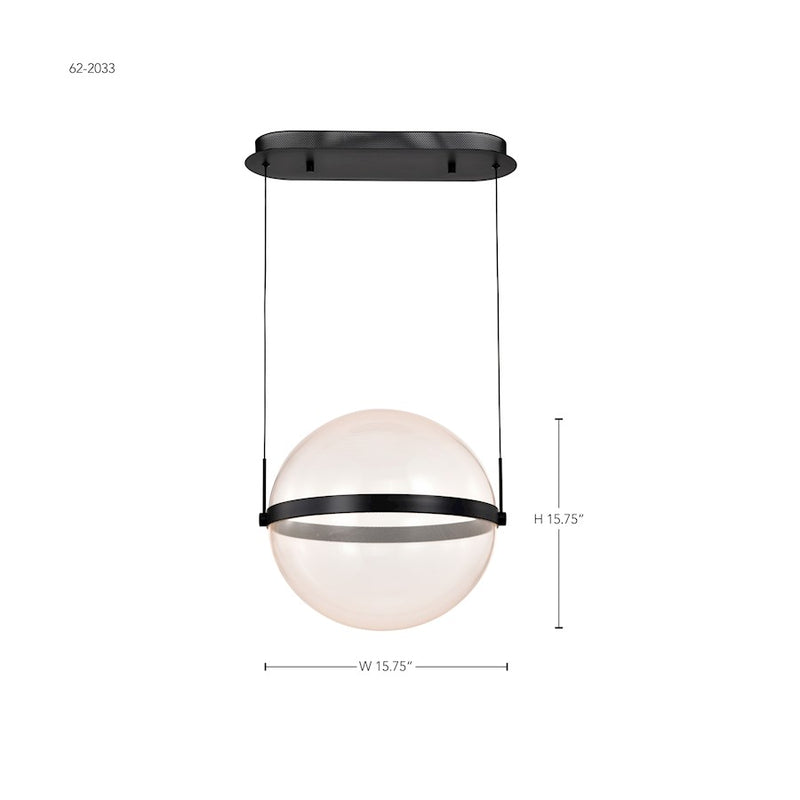 Nuvo Lighting Arvada 16in 1-Light LED Pendant | Modern Matte Black Steel and Silk Screened Acrylic Lens | Kitchen Island & Dining Room | Model 62-2033