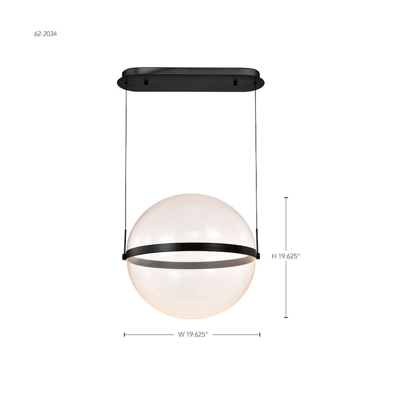 Nuvo Lighting Arvada 20in 1-Light LED Pendant | Modern Matte Black Steel and Silk Screened Acrylic Lens | Kitchen Island & Dining Room | Model 62-2034