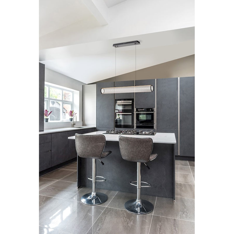 Nuvo Lighting Vale 43in LED Island Pendant | Modern Matte Black Steel and Silk Screened Acrylic | Kitchen Island & Dining Room | 2560 | Model 62-2041