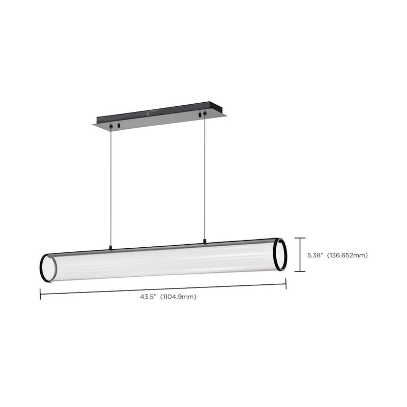 Nuvo Lighting Vale 43in LED Island Pendant | Modern Matte Black Steel and Silk Screened Acrylic | Kitchen Island & Dining Room | 2560 | Model 62-2041
