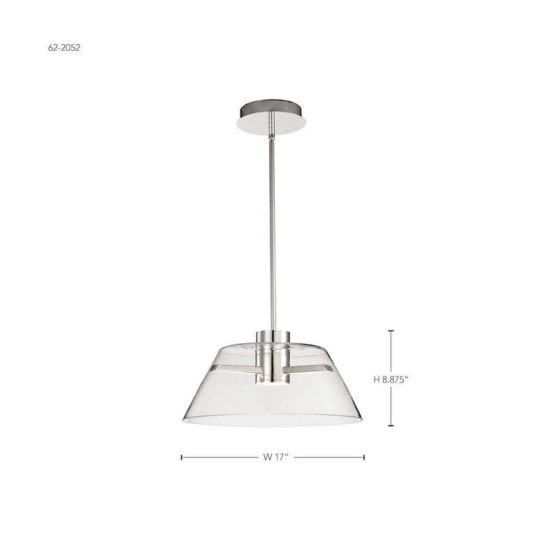 Nuvo Lighting Edmond 17" LED Pendant, Polished Nickel