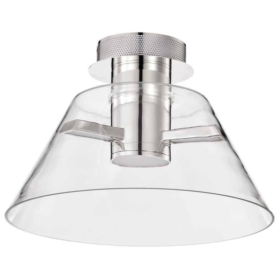 Nuvo Lighting Edmond 14" LED Semi Flush Mount, Polished Nickel/Clear - 62-2053