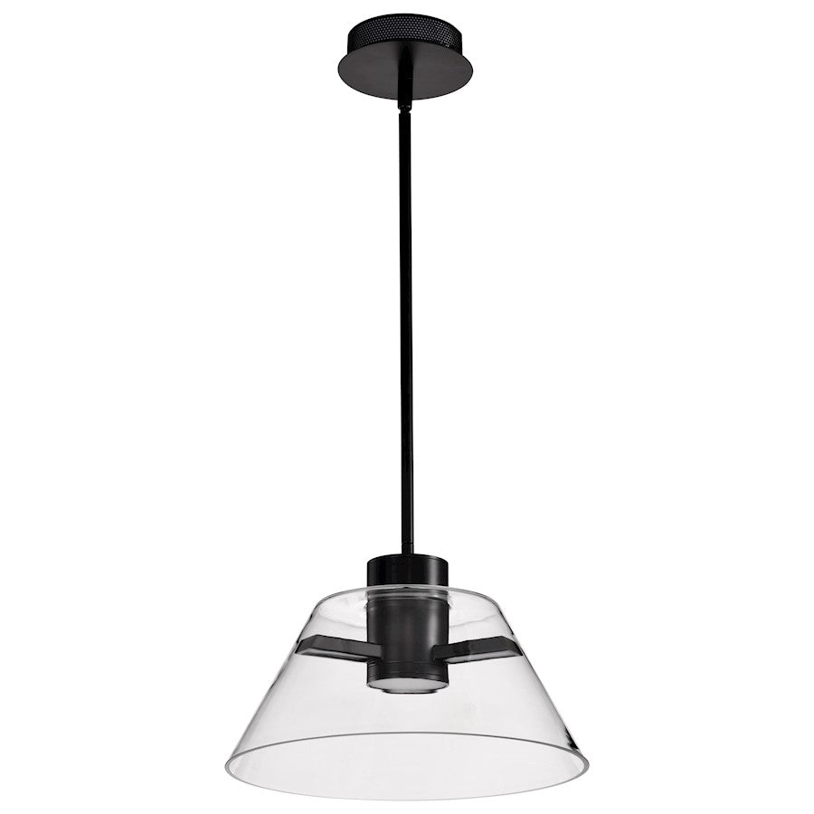 Nuvo Lighting Edmond 14" LED Pendant, Matte Black/Clear Glass - 62-2061