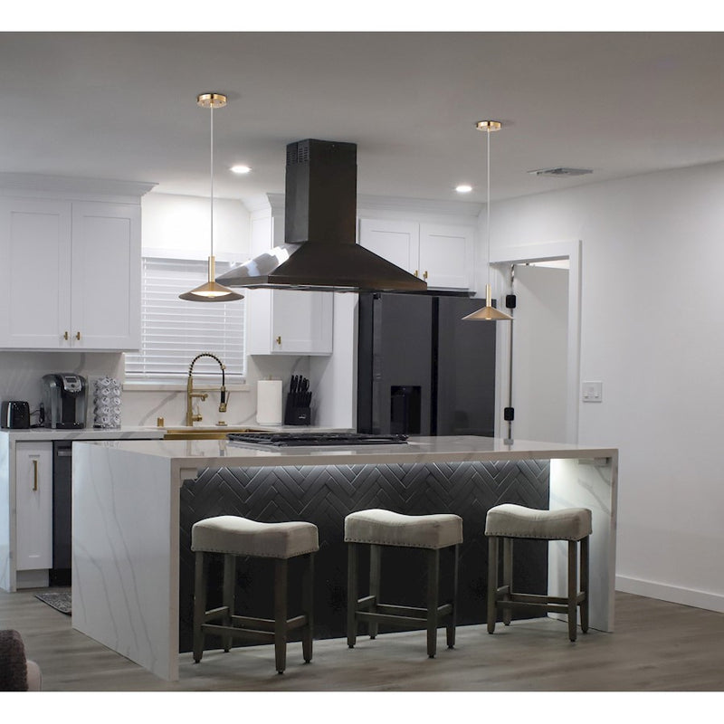 Nuvo Lighting Corrine 10in 1-Light LED Pendant | Transitional Burnished Brass Steel and Dark Gray Acrylic | Kitchen Island & Dining Room | Model 62-2091