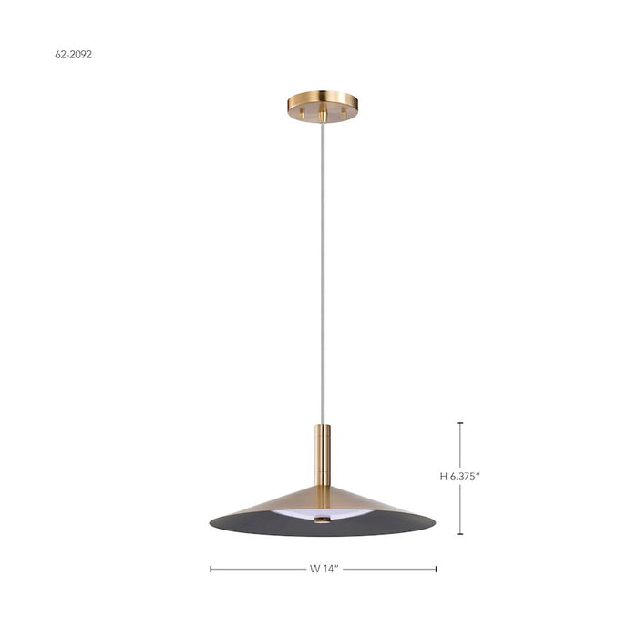 Nuvo Lighting Corrine 14" LED Pendant, Brass 3K/4K/5K CCT Selectable