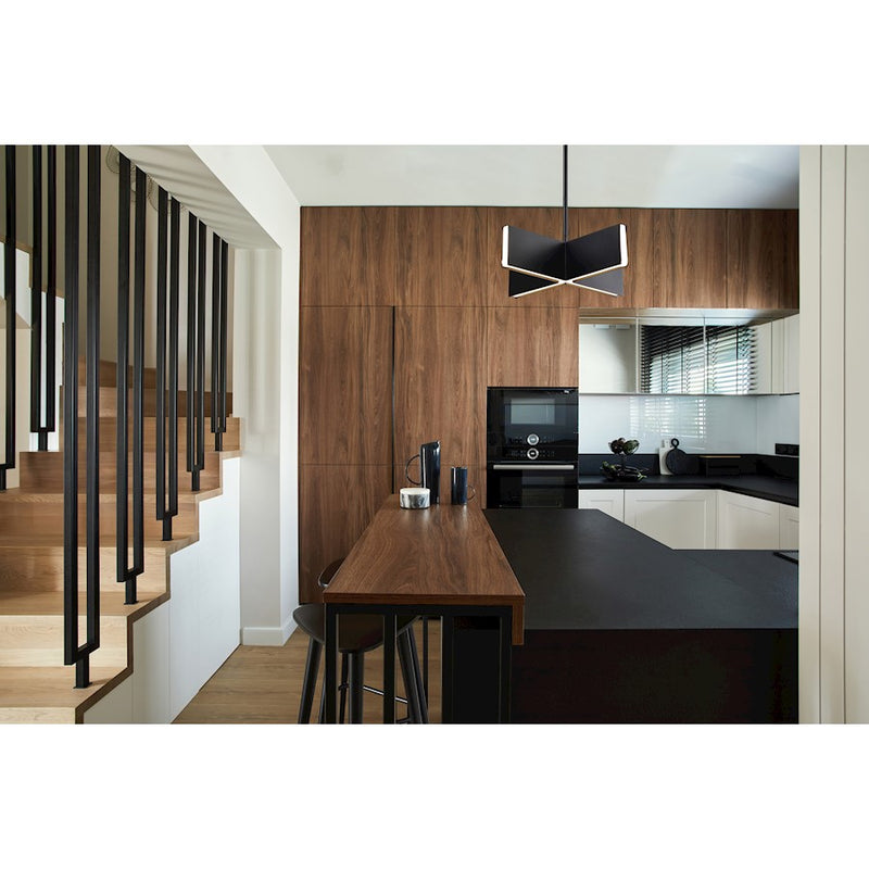 Nuvo Lighting Blaine 16in 1-Light LED Pendant | Modern Matte Black Steel and Acrylic Lens | Kitchen Island & Dining Room | 15.75 x 15.75 x | Model 62-2141
