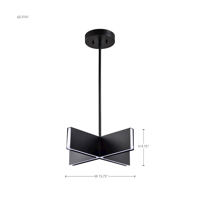 Nuvo Lighting Blaine 16in 1-Light LED Pendant | Modern Matte Black Steel and Acrylic Lens | Kitchen Island & Dining Room | 15.75 x 15.75 x | Model 62-2141