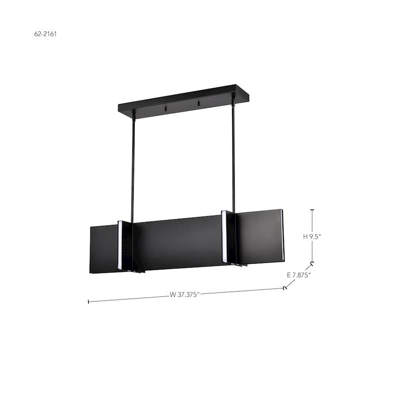 Nuvo Lighting Blaine 38in LED Island Pendant | Modern Matte Black Steel and Acrylic Lens | Kitchen Island & Dining Room | 37 x 7 x 46 in | Model 62-2161
