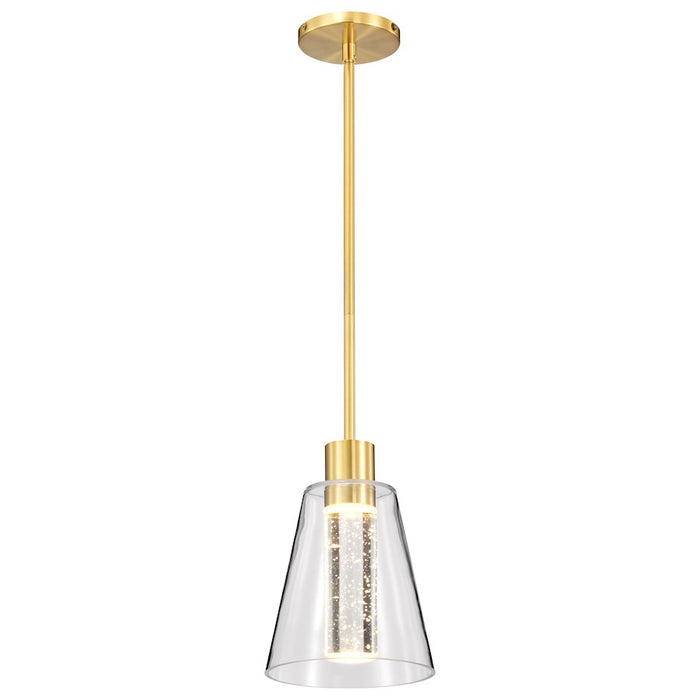 Nuvo Lighting Aura 7" LED Pendant, Brass K9 Bubble Crystal 3000K CCT