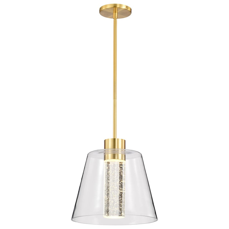 Nuvo Lighting Aura 12" LED Pendant, Brass K9 Bubble Crystal 3000K CCT