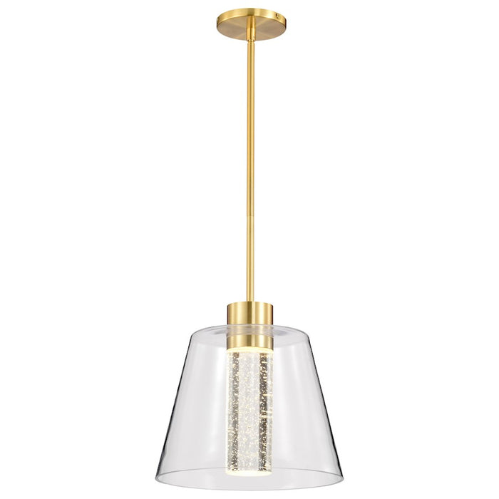 Nuvo Lighting Aura 12" LED Pendant, Brass K9 Bubble Crystal 3000K CCT