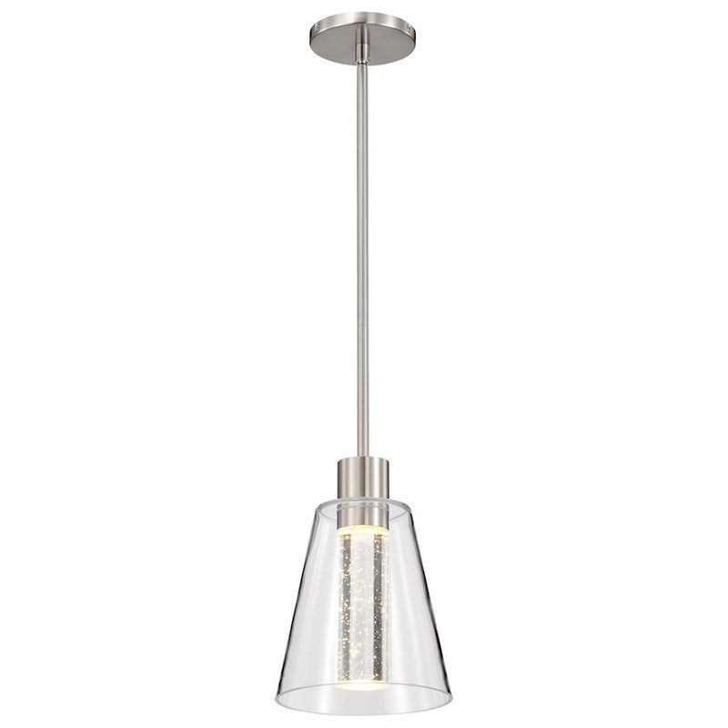 Nuvo Lighting Aura 7" LED Pendant, Nickel K9 Bubble Crystal 3000K CCT