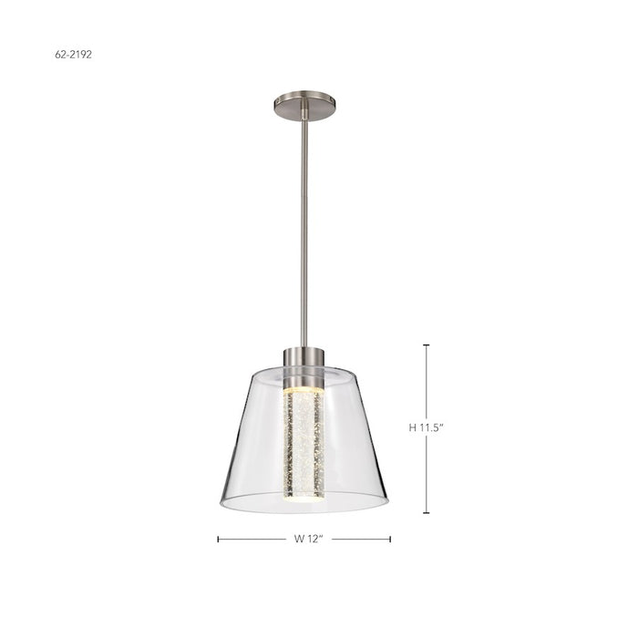 Nuvo Lighting Aura 12" LED Pendant, Nickel K9 Bubble Crystal 3000K CCT