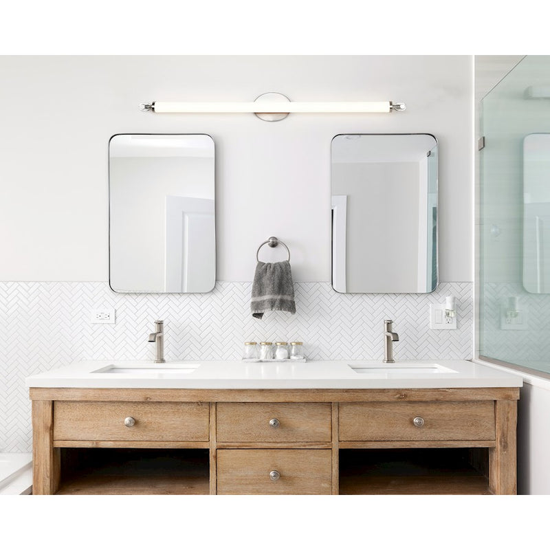 Nuvo Lighting Edgeworth 40in LED Vanity Light | Brushed Nickel Steel and Acrylic Lens | Bathroom Vanity & Dressing Area | 39.63 x 4.13 x | Model 62-2233