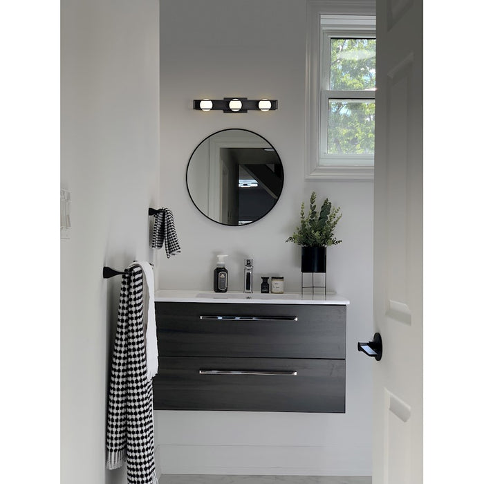 Nuvo Lighting Jenkins 24" 3 Light LED Vanity, Black/Frosted Glass