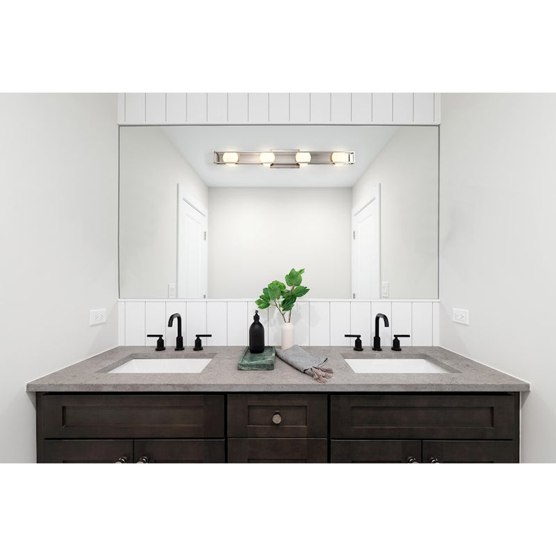 Nuvo Lighting Jenkins 32" 4 Light LED Vanity, Nickel/Frosted Glass