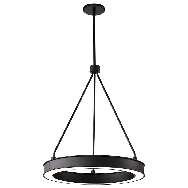 Nuvo Lighting Longford 20in 1-Light LED Pendant | Transitional Textured Black Steel and White Acrylic Lens | Kitchen Island & Dining Room | Model 62-2261