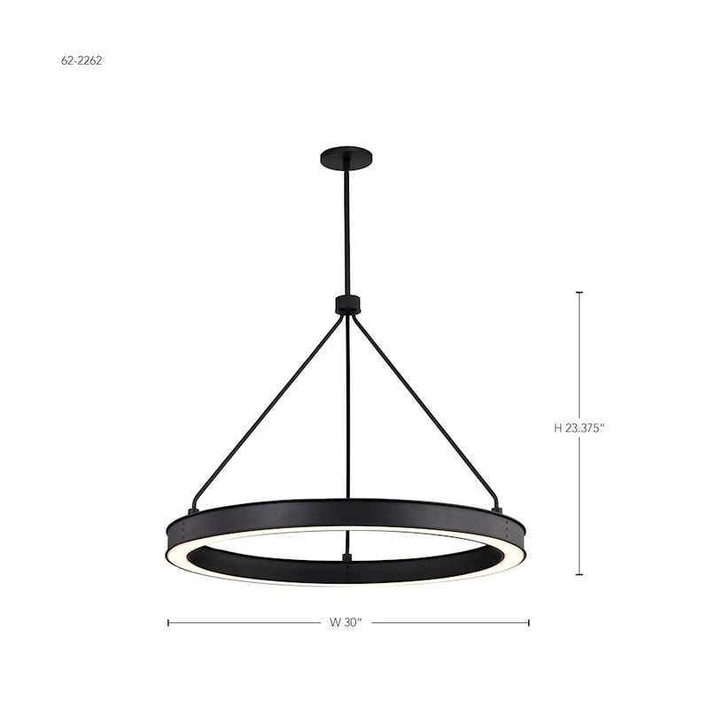 Nuvo Lighting Longford 30in 1-Light LED Pendant | Transitional Textured Black Steel and White Acrylic Lens | Kitchen Island & Dining Room | Model 62-2262