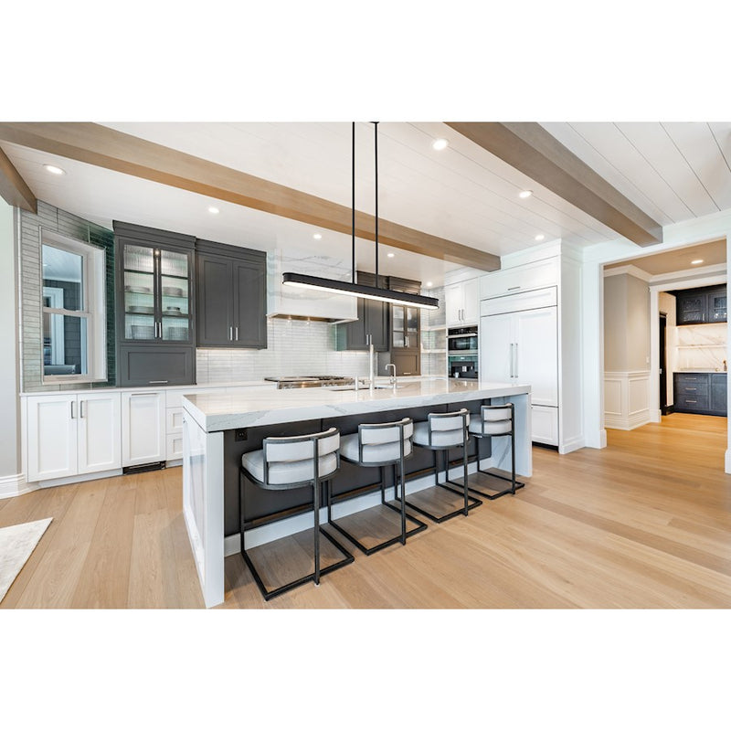 Nuvo Lighting Longford 36in LED Island Pendant | Transitional Textured Black Steel and White Acrylic Lens | Kitchen Island & Dining Room | Model 62-2263