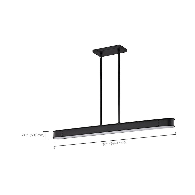 Nuvo Lighting Longford 36in LED Island Pendant | Transitional Textured Black Steel and White Acrylic Lens | Kitchen Island & Dining Room | Model 62-2263