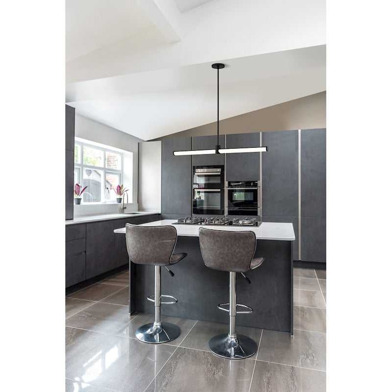 Nuvo Lighting Bowman 36in 1-Light LED Island Pendant | Contemporary Matte Black Steel and Acrylic Lens | Kitchen Island & Dining Room | 35 | Model 62-2271