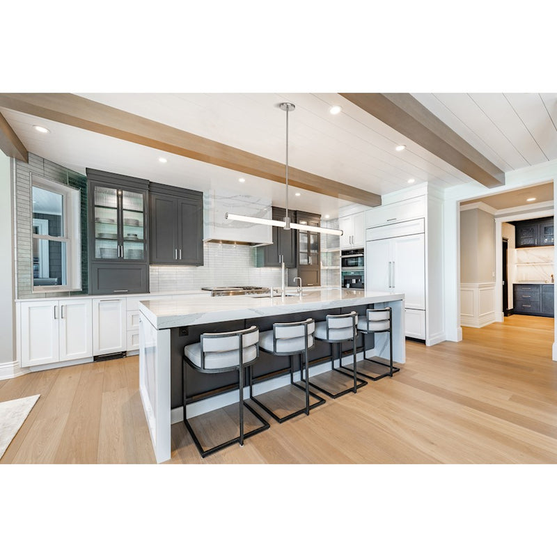 Nuvo Bowman 36in 1-Light LED Island Pendant | Contemporary Brushed Nickel Steel and Acrylic Lens | Kitchen Island & Dining Room | 35.88 x | Model 62-2272